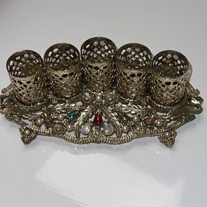 Elegant Gold Lipstick Holder with Gem Accents